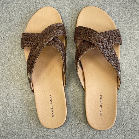 NEW Draper James Alex Women's 10  Brown Woven Flat Slide Sandals - Picture 1 of 7